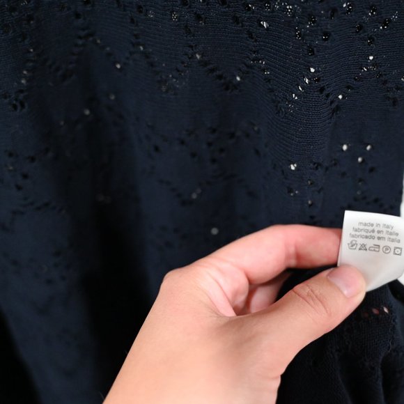 Andre Maurice Size Large Knit Fitted Dark Blue Dress | Size Large - Picture 12 of 14